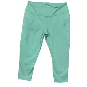 Hylete Capri Leggings Size Large Mint Green Zippered Pockets on Both Sides